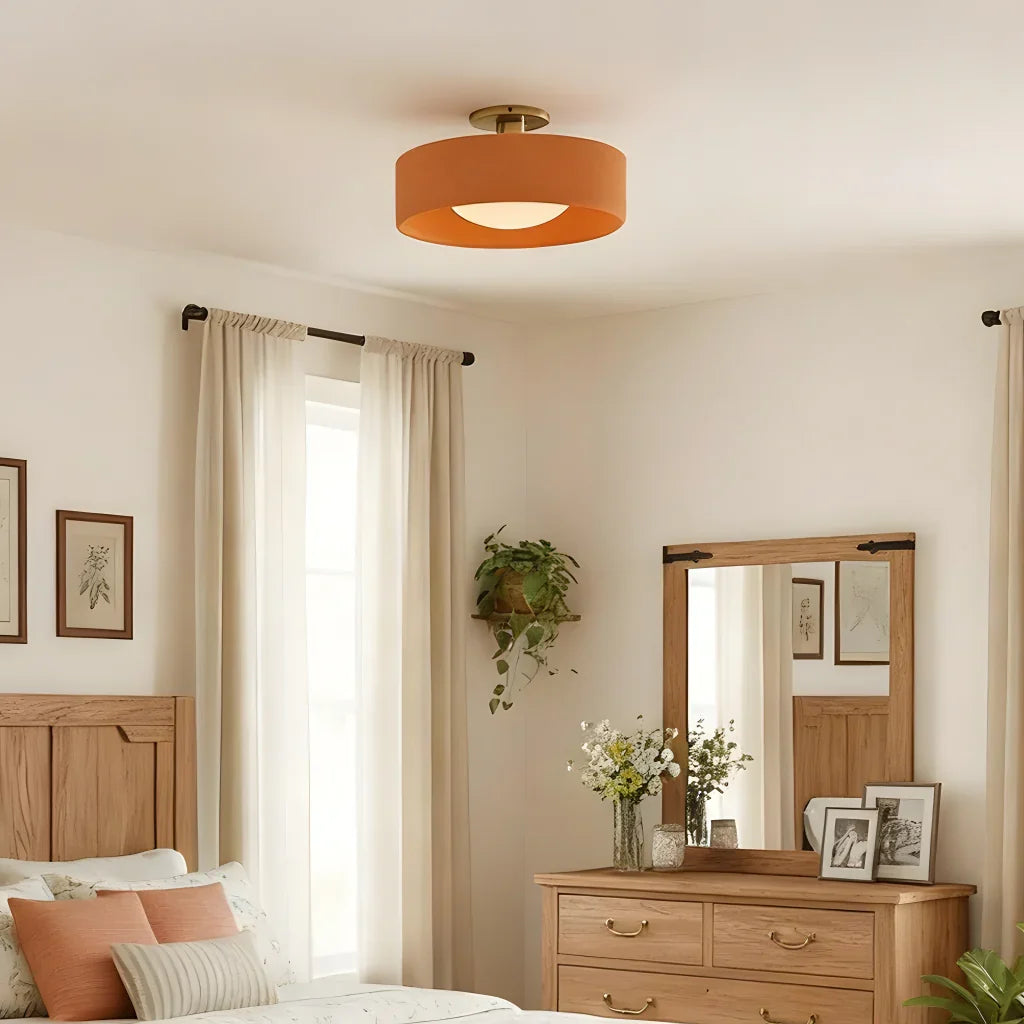 Semi-Flush Ceiling Light Glazed Porcelain Shade