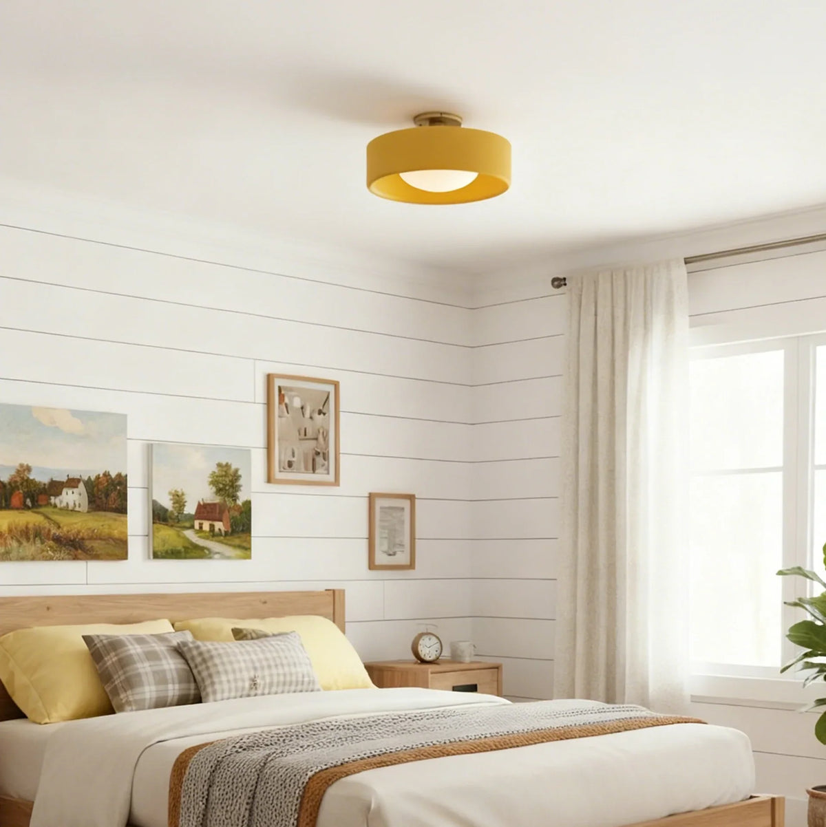 Semi-Flush Ceiling Light Glazed Porcelain Shade