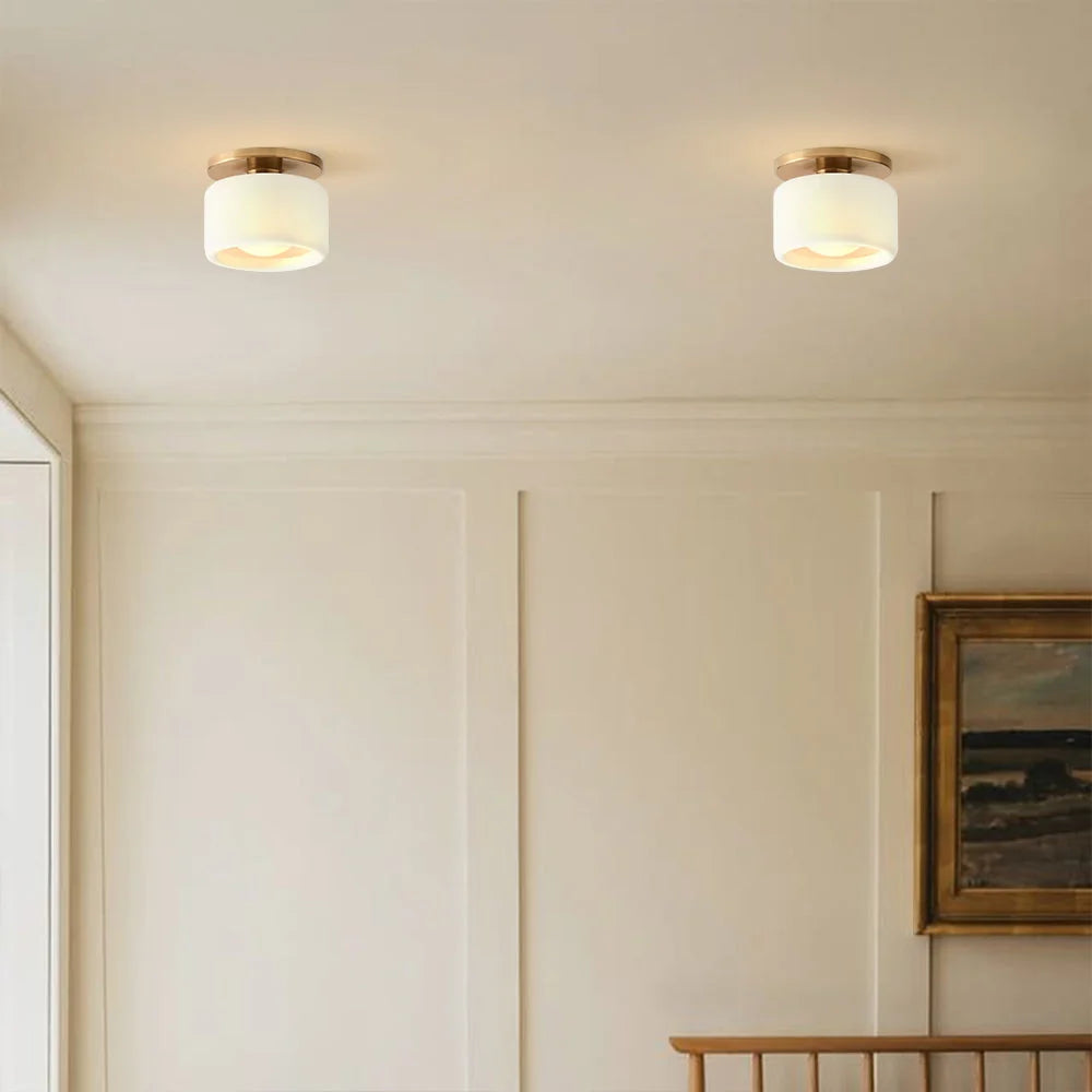 Semi-Flush Ceiling Light Glazed Porcelain Shade