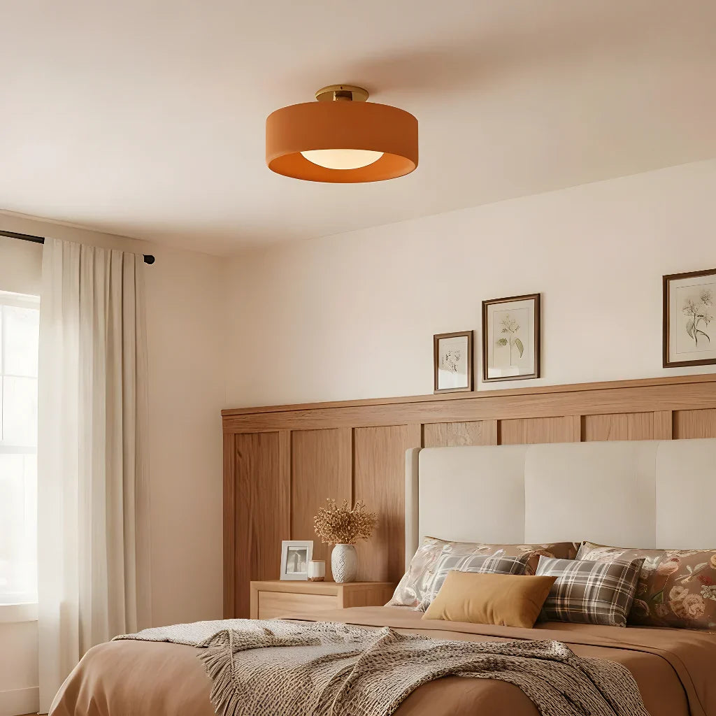 Semi-Flush Ceiling Light Glazed Porcelain Shade