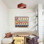 Semi-Flush Ceiling Light Glazed Porcelain Shade