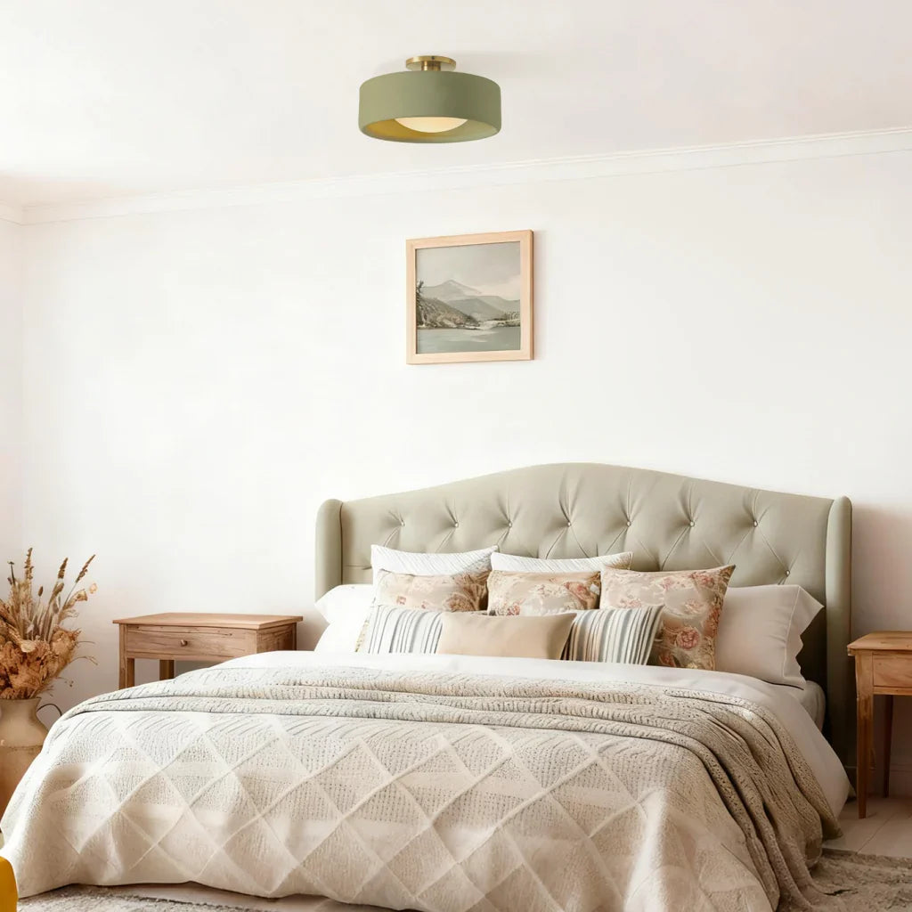 Semi-Flush Ceiling Light Glazed Porcelain Shade