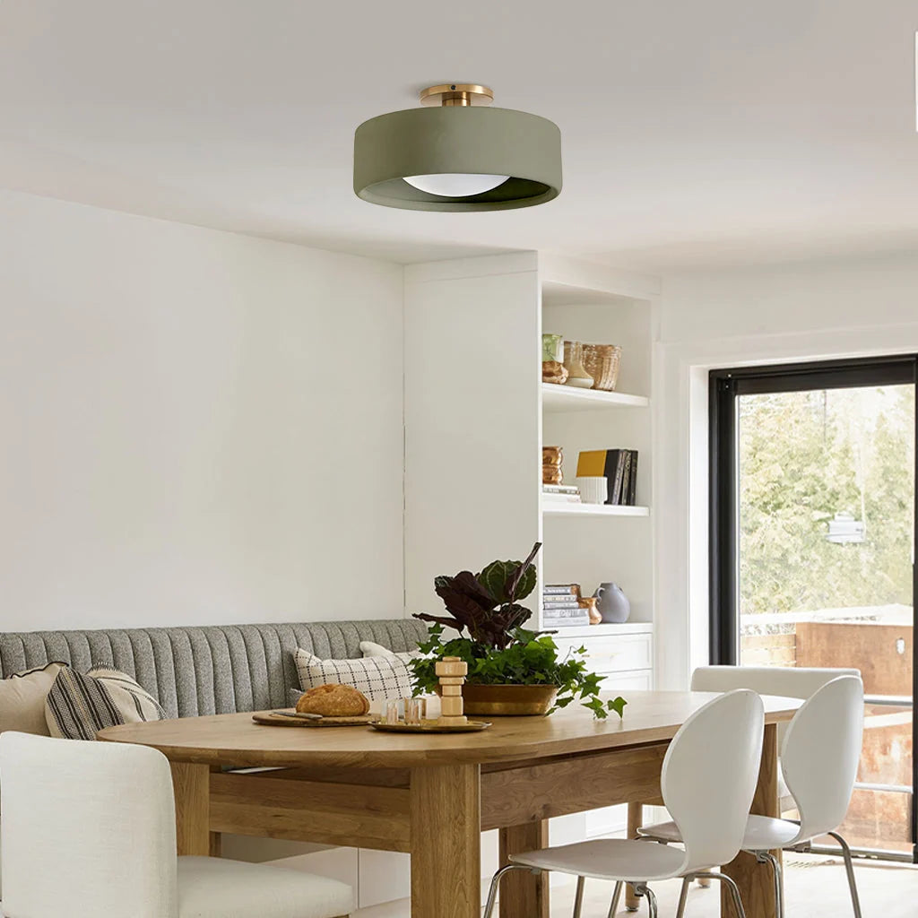 Semi-Flush Ceiling Light Glazed Porcelain Shade