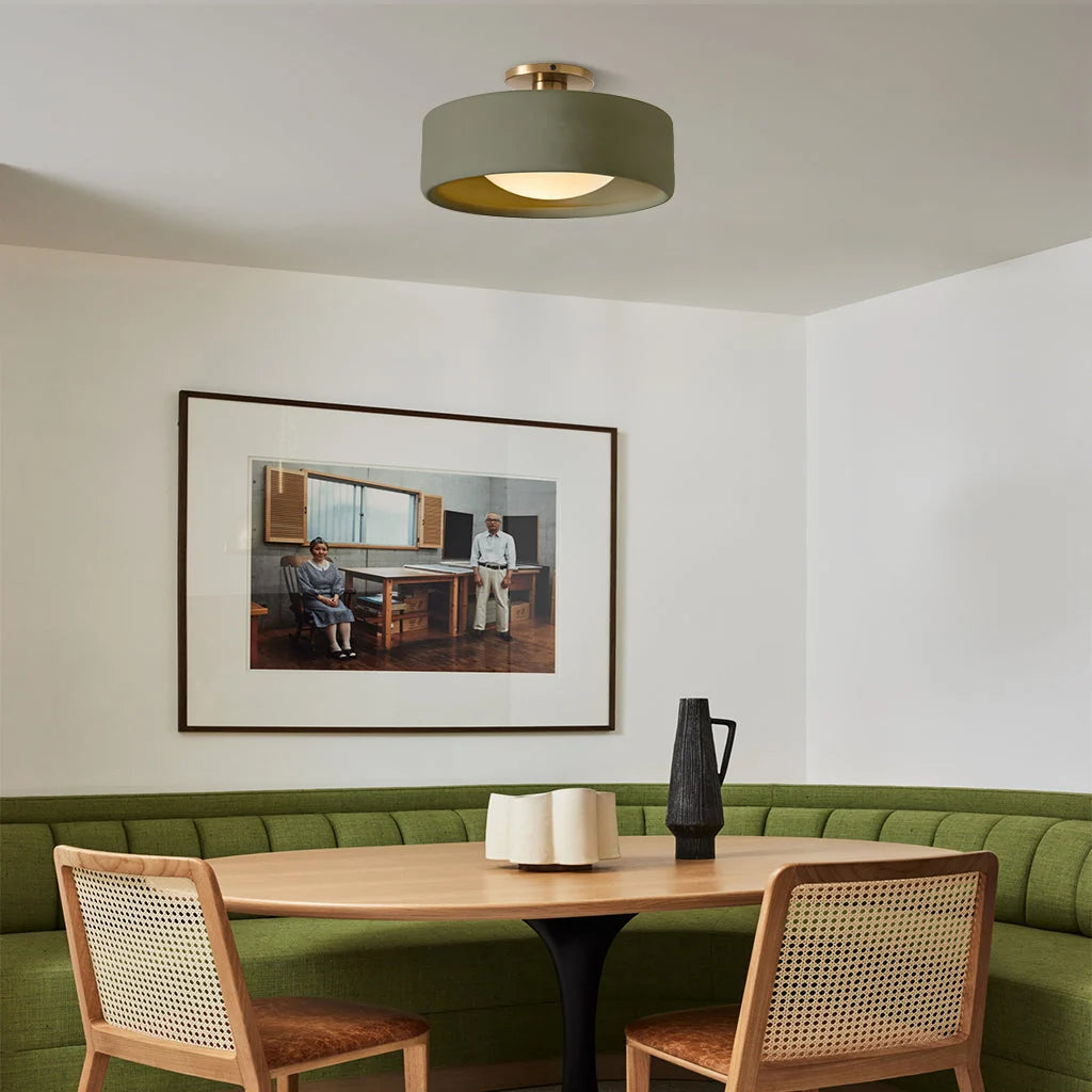 Semi-Flush Ceiling Light Glazed Porcelain Shade