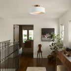 Semi-Flush Ceiling Light Glazed Porcelain Shade