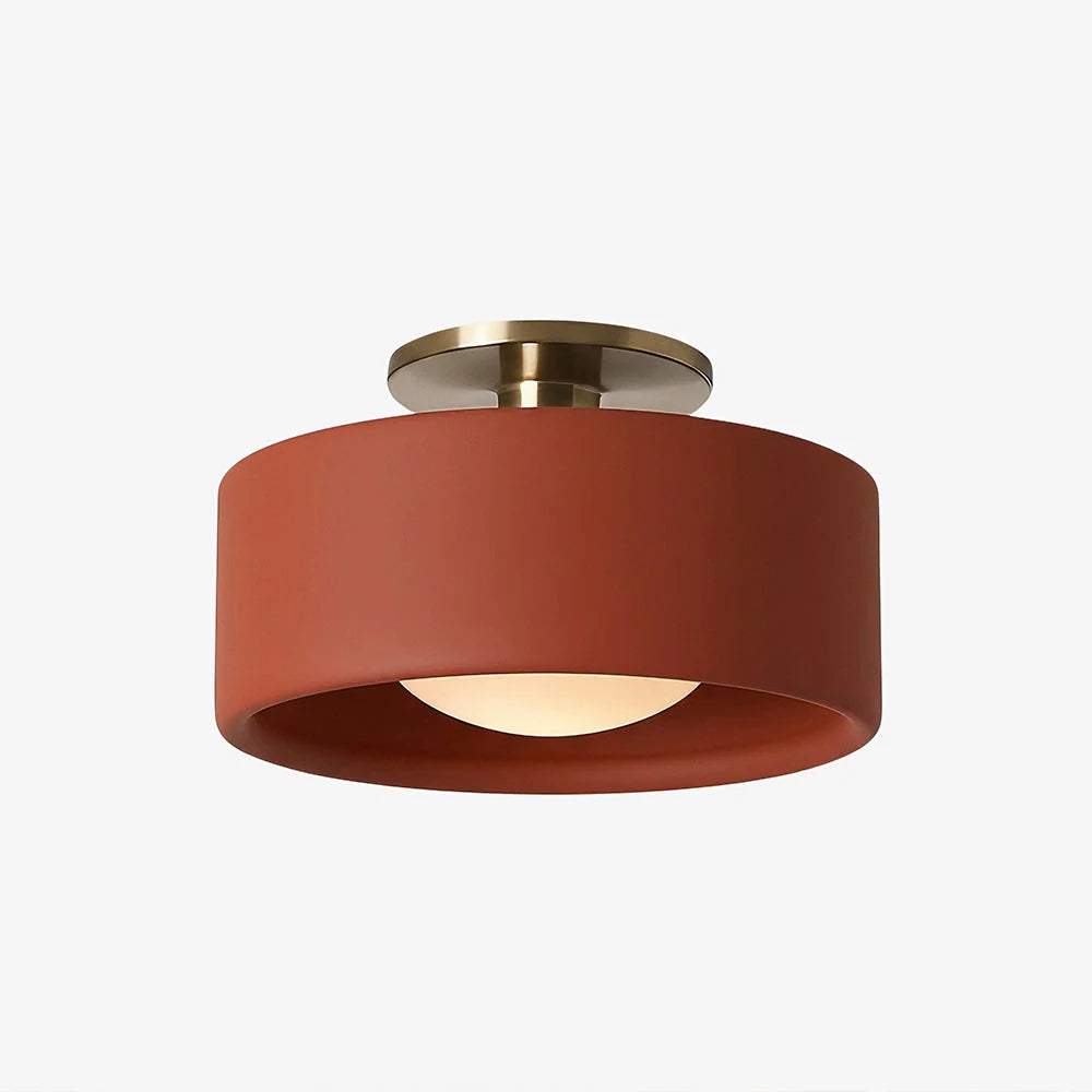Semi-Flush Ceiling Light Glazed Porcelain Shade