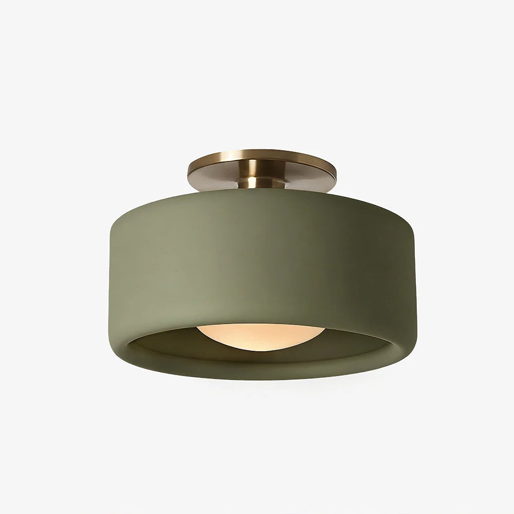 Semi-Flush Ceiling Light Glazed Porcelain Shade
