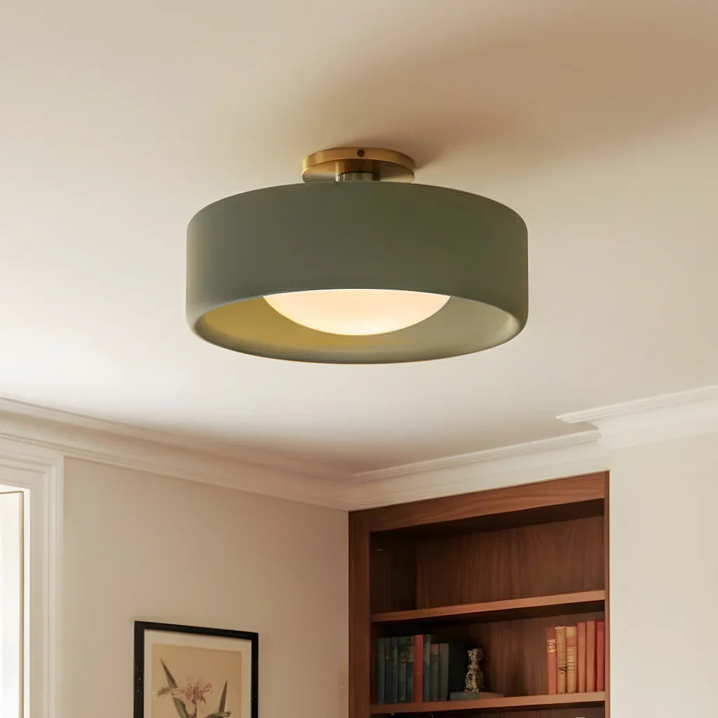 Semi-Flush Ceiling Light Glazed Porcelain Shade
