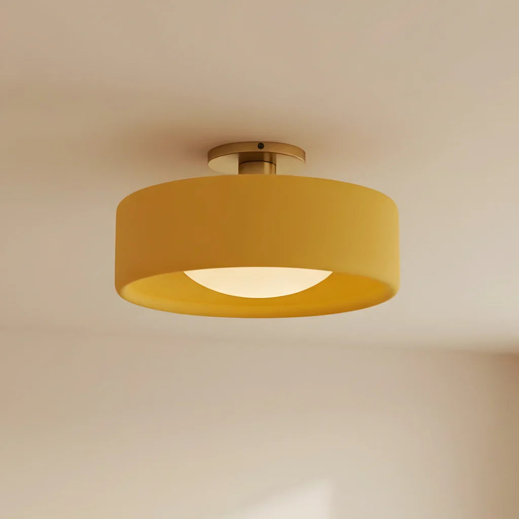 Semi-Flush Ceiling Light Glazed Porcelain Shade