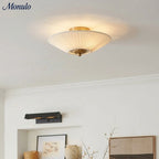 Semi-Flush Ceiling Light Low-Profile Fabric Shade & Metal Frame