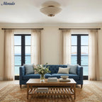 Semi-Flush Ceiling Light Low-Profile Fabric Shade & Metal Frame