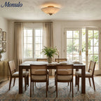 Semi-Flush Ceiling Light Low-Profile Fabric Shade & Metal Frame