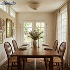 Semi-Flush Ceiling Light Low-Profile Fabric Shade & Metal Frame