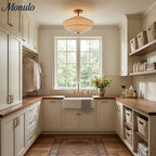 Semi-Flush Ceiling Light Low-Profile Fabric Shade & Metal Frame