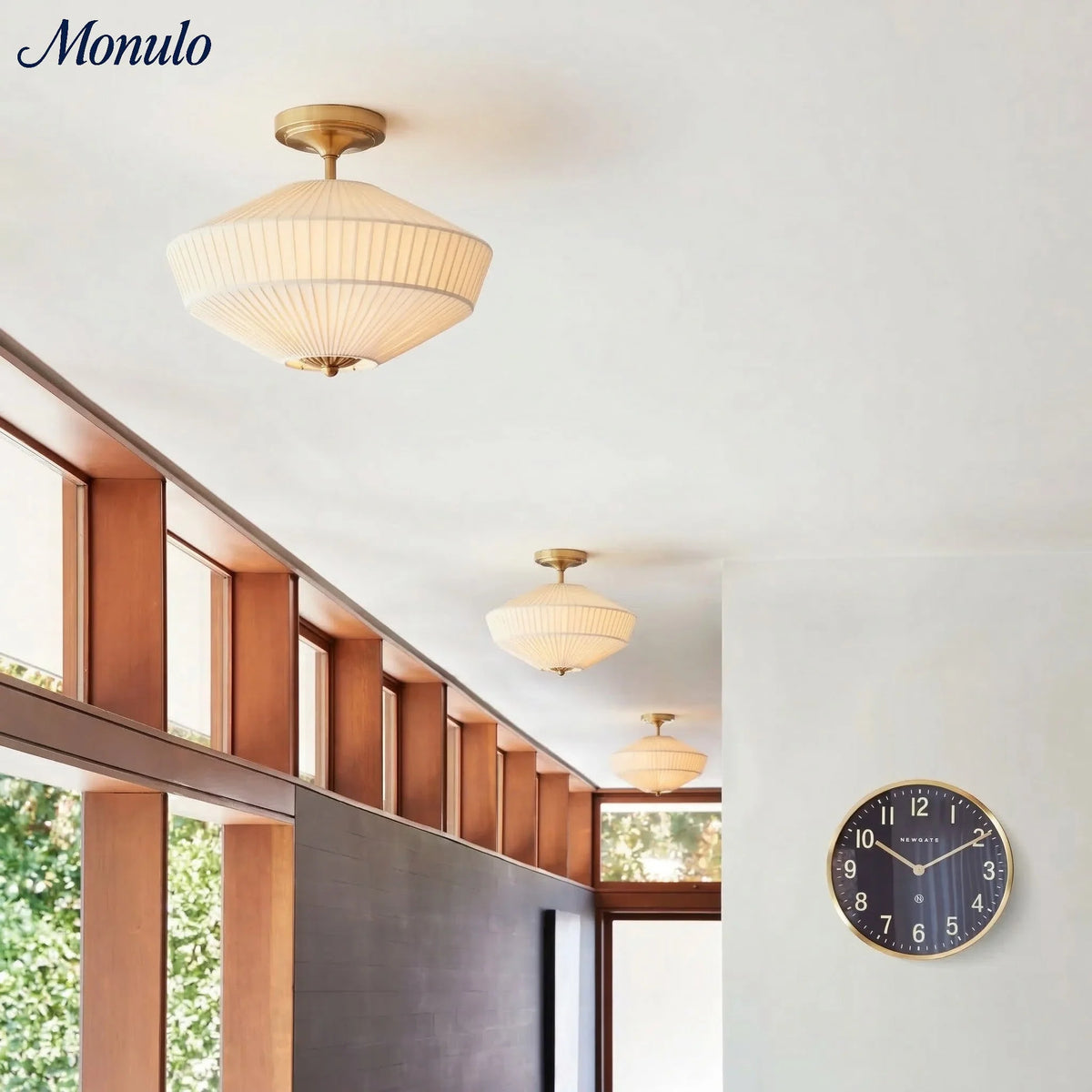 Semi-Flush Ceiling Light Low-Profile Fabric Shade & Metal Frame