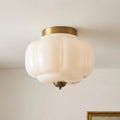 Semi-Flush Ceiling Light Milk Glass Pumpkin Shade