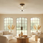 Semi-Flush Ceiling Light Milk Glass Pumpkin Shade