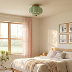 Semi-Flush Ceiling Light Milk Glass Pumpkin Shade
