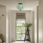 Semi-Flush Ceiling Light Milk Glass Pumpkin Shade