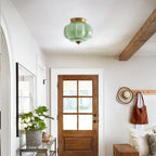 Semi-Flush Ceiling Light Milk Glass Pumpkin Shade