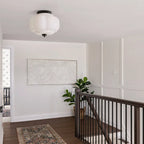 Semi-Flush Ceiling Light Milk Glass Pumpkin Shade