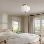 Semi-Flush Ceiling Light Milk Glass Pumpkin Shade