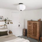 Semi-Flush Ceiling Light Milk Glass Pumpkin Shade