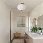 Semi-Flush Ceiling Light Milk Glass Pumpkin Shade