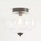 Semi-Flush Ceiling Light Milk Glass Pumpkin Shade