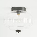 Semi-Flush Ceiling Light Milk Glass Pumpkin Shade