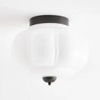 Semi-Flush Ceiling Light Milk Glass Pumpkin Shade
