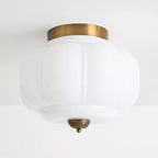 Semi-Flush Ceiling Light Milk Glass Pumpkin Shade