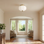 Semi-Flush Ceiling Light Milk Glass Pumpkin Shade