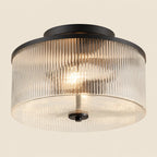 Semi-Flush Ceiling Light Ribbed Glass Brass Finish