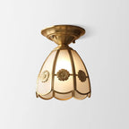 Semi-Flush Ceiling Light Scalloped Brass E26 & E27