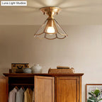 Semi-Flush Ceiling Light Scalloped Brass E26 & E27