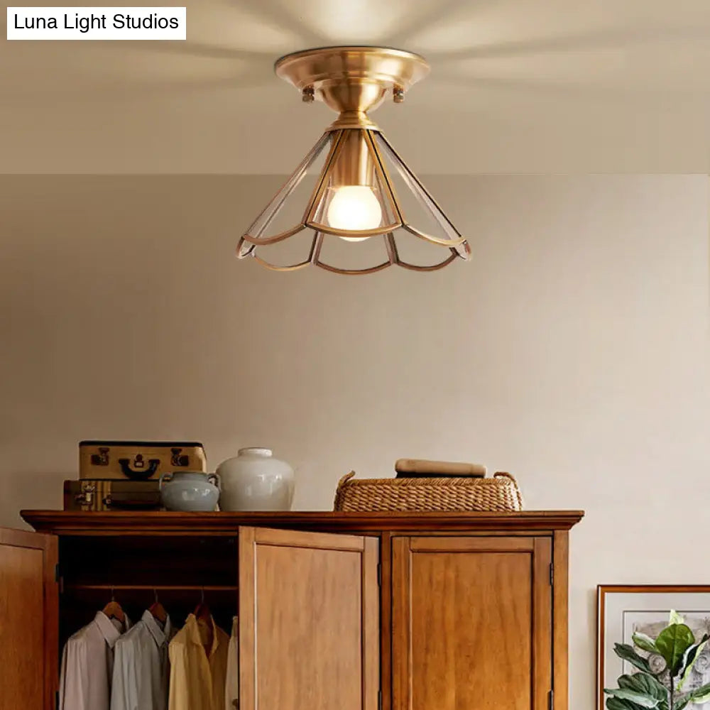 Semi-Flush Ceiling Light Scalloped Brass E26 & E27