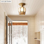 Semi-Flush Ceiling Light Scalloped Brass E26 & E27