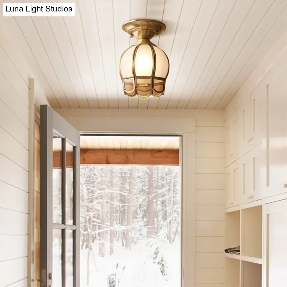 Semi-Flush Ceiling Light Scalloped Brass E26 & E27