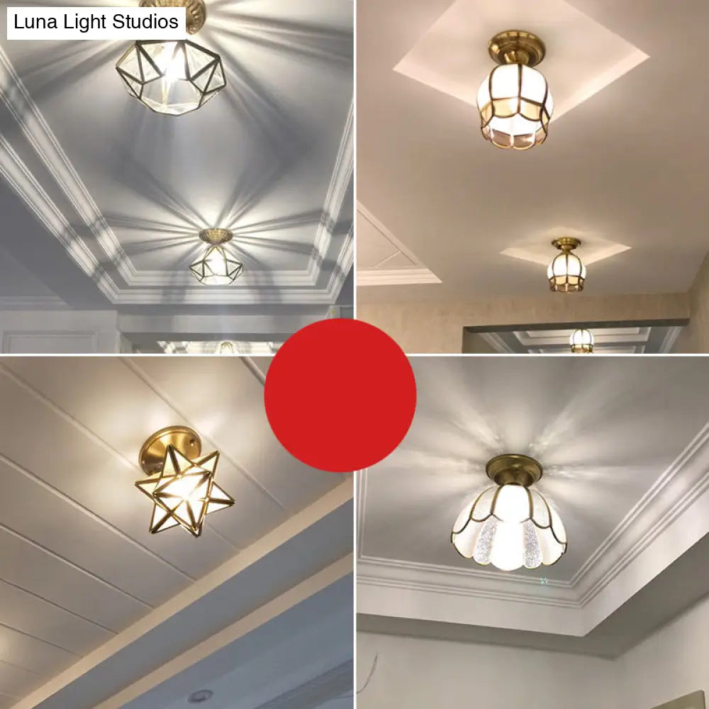 Semi-Flush Ceiling Light Scalloped Brass E26 & E27