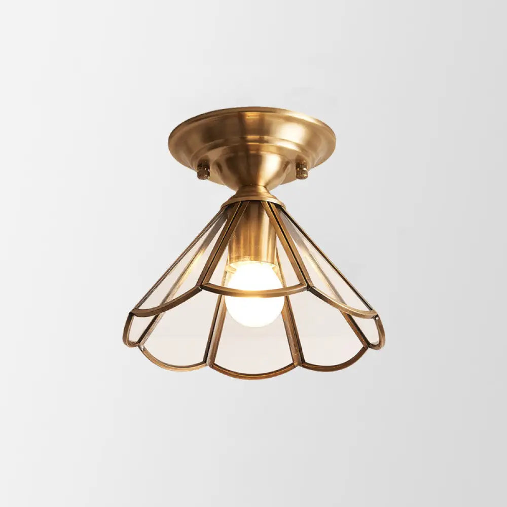 Semi-Flush Ceiling Light Scalloped Brass E26 & E27