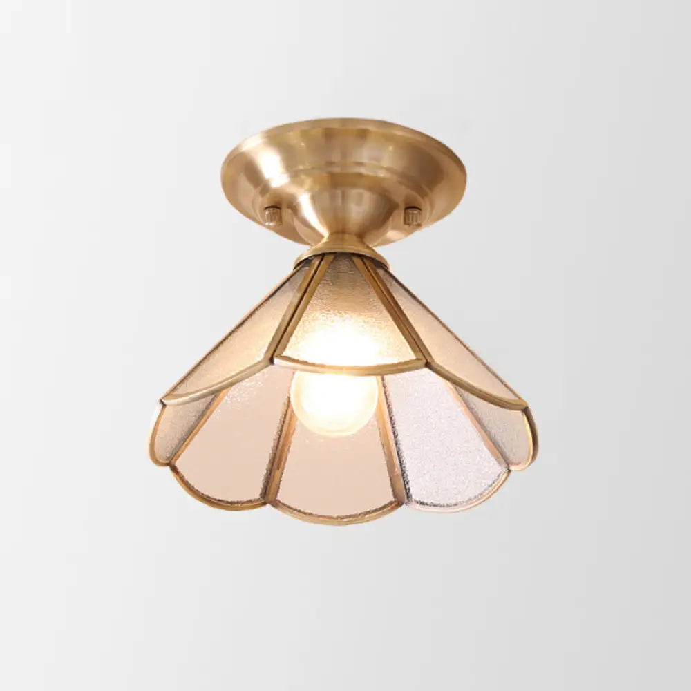 Semi-Flush Ceiling Light Scalloped Brass E26 & E27