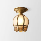 Semi-Flush Ceiling Light Scalloped Brass E26 & E27