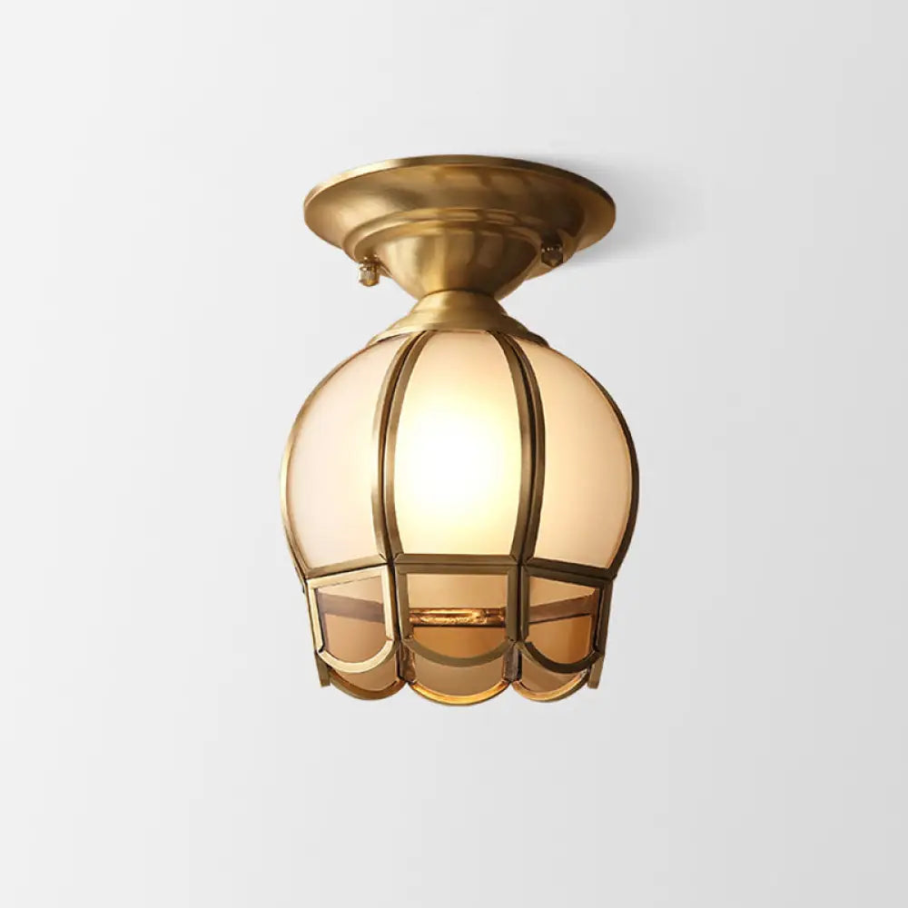 Semi-Flush Ceiling Light Scalloped Brass E26 & E27