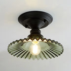 Semi-Flush Ceiling Light Scalloped Ribbed Glass