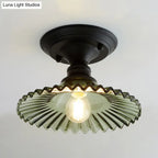 Semi-Flush Ceiling Light Scalloped Ribbed Glass