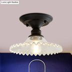 Semi-Flush Ceiling Light Scalloped Ribbed Glass