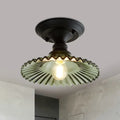 Semi-Flush Ceiling Light Scalloped Ribbed Glass