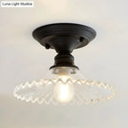Semi-Flush Ceiling Light Scalloped Ribbed Glass