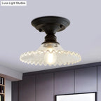 Semi-Flush Ceiling Light Scalloped Ribbed Glass